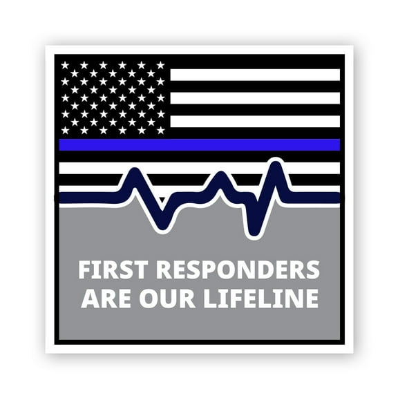 Square Plus First Responders Are Our Lifeline Wall or Door Sign | USA Flag | Police First Responders Appreciation Signage - Large