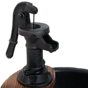 Outsunny 23 H Outdoor Water Fountain Wood and Metal Rustic Apple Barrel Pump Garden Decor for Outside Backyard