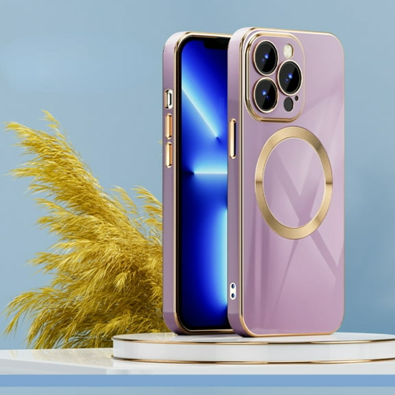 Haobuy Magnetic Case Compatible with iPhone 13 Pro 5G with MagSafe Support Wireless Charging Camera Lens Protection Case,Purple