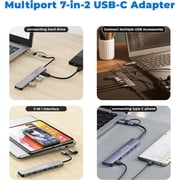 7-in-2 USB C Hub, Aluminum Multiport Adapter - with USB C + USB A to USB C, 1 USB 3.0, 4 USB 2.0, 1 USB-C Data, 1 USB-C Charging for PC/Computer/Laptop, Type C - Mac/MacBook/Air/Pro/iPad/Tablet