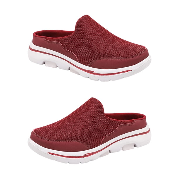 Par de toboganes de cubierta de malla Qarigey para mujer sandalias transpirables color Rojo talla 47