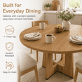 thumbnail image 3 of SESSLIFE Round Dining Table for 4, 47" Farmhouse Kitchen Table with Scratch-Resistant Thick Top, X-Shaped Steel Base, Adjustable Feet, 300 lb Capacity, 4-Step Assembly, Ancient Oak, 3 of 8
