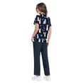 thumbnail image 5 of Nurse Uniforms Set Short Sleeve V Neck Floral Medical Scrub Tops & Wide Leg Jogger Solid Pants, XL, 5 of 7