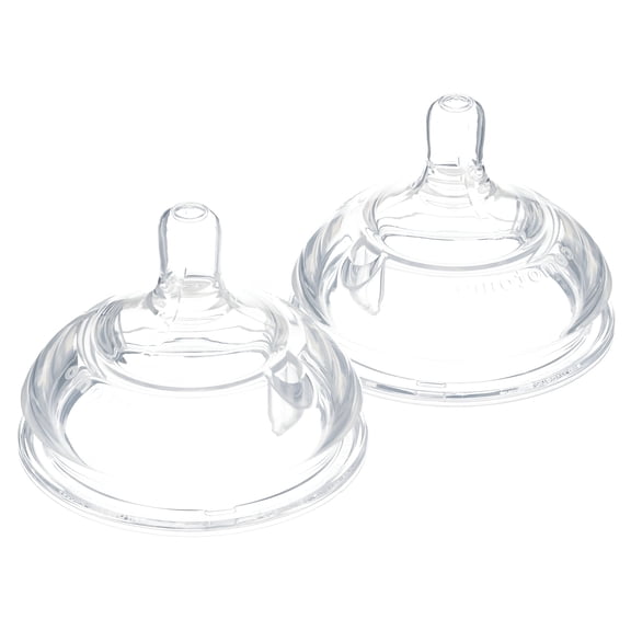 XIRQI Fast Flow Replacement Nipples for Baby Bottles, 3 Hole Silicone Teats for Ages 6 Months, Anti-Colic Vent Design, BPA Free, 2 Count Pack for Feeding and Travel