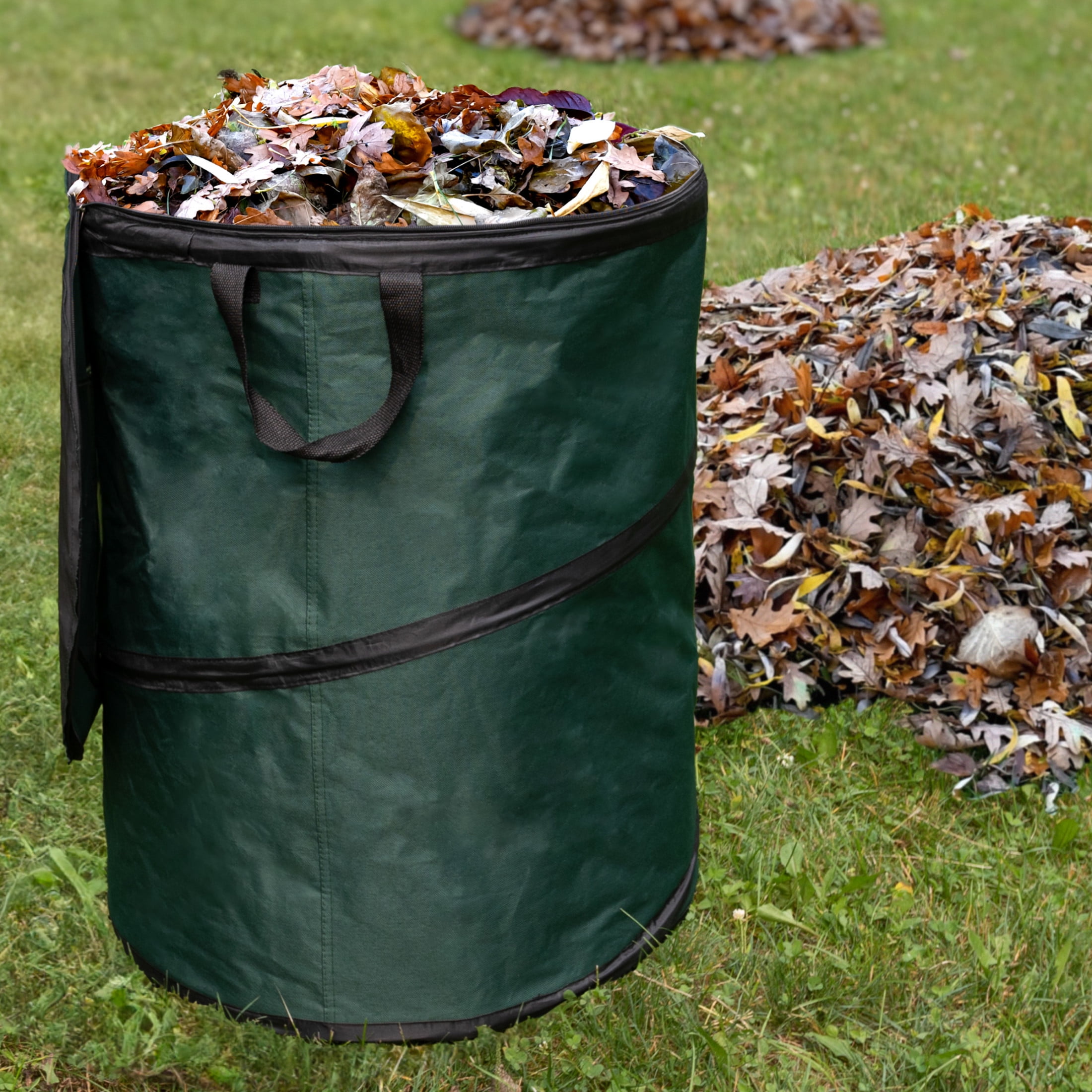 Wakeman Outdoors 46-Gallon Pop Up Outdoor Trash Can for Camping, Green