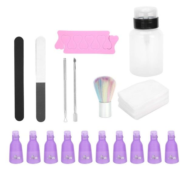 Kit de herramientas para quitar esmalte de uñas en gel, almohadilla quitaesmalte, empujador de cutículas, juego de limas de uñas