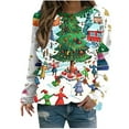 thumbnail image 2 of Womens Tops Christmas Printed Long Sleeve Loose Round Neck Sweatshirt Multicolor14 M,Blouse for Women, 2 of 4
