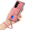 thumbnail image 6 of Nalacover for Samsung Z Fold 5, Slim Case Wallet with Credit Card Holder, Back Flip Premium Leather Magnetic Clasp Kickstand Wirst Hand Strap Shockproof Cover for Samsung Galaxy Z Fold 5, Pink, 6 of 11