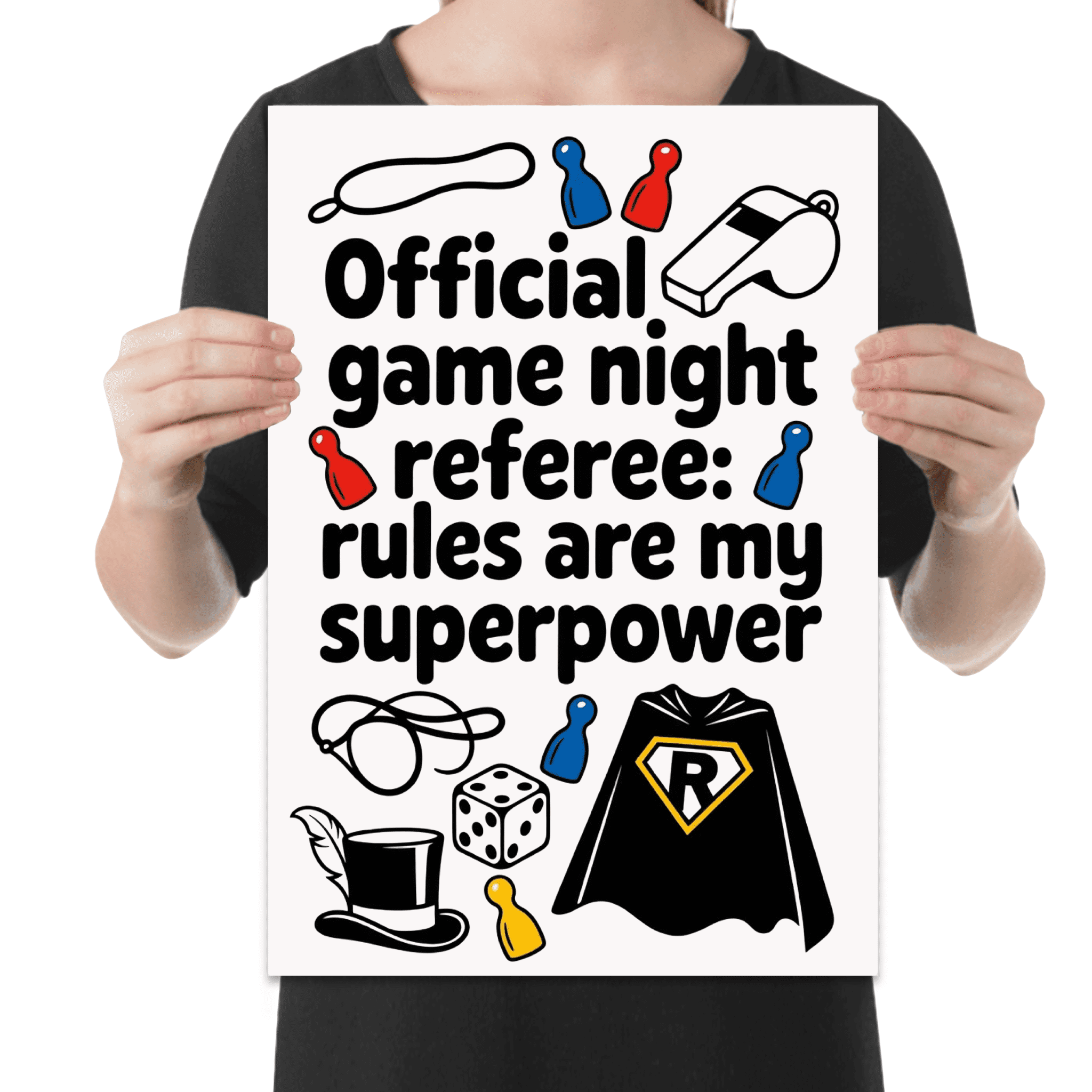 Official Game Night Referee Art - Family Game Night Enthusiast - 13x19 Poster Print