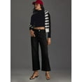 thumbnail image 4 of Women Trendy High Waisted Flare Wide Leg Jeans Cropped Denim Pants Stretchy Baggy with Patch Pockets Black L, 4 of 9