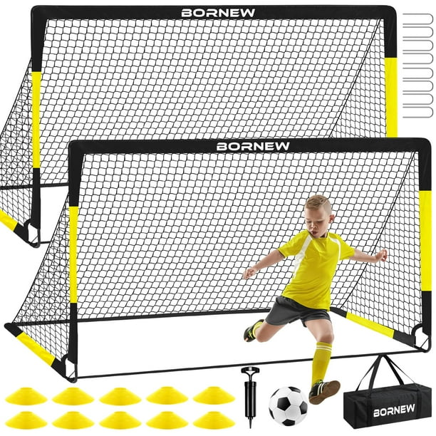 Juego de porterías de fútbol BORNEW Kids de 6 x 4 pies con balón de fútbol y accesorios