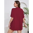 thumbnail image 6 of SHOWMALL Women's Plus Size Short Sleeve Shrugs & Boleros, Wine Red 5X Open Front Lightweight Cardigan Kimono Jacket for Spring Summer Fall, 6 of 7