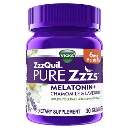 Vicks ZzzQuil Pure Zzzs Melatonin Sleep Aid Gummies, with Valerian Root, Dietary Supplement 30 Count