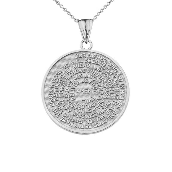 The Lords Prayer Medallion Pendant Necklace in Sterling Silver (Pendant with 16" chain)