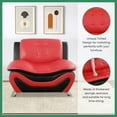 thumbnail image 2 of PonLiving Oversize Modern Leather Loveseat and Armchair, 2-Piece Living Room Furniture Sets Living Room Furniture Sets, Red &White, 2 of 2