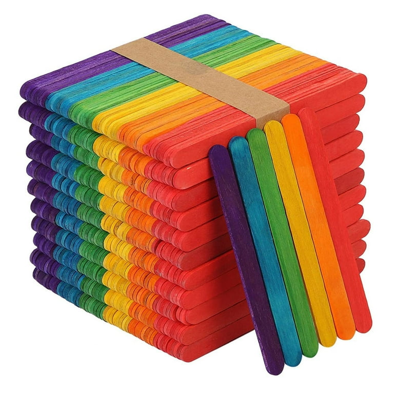 Incraftables Colored Popsicle Sticks for Crafts 600pcs (7 Colors). Large  Colorful Wood Craft Sticks for DIY