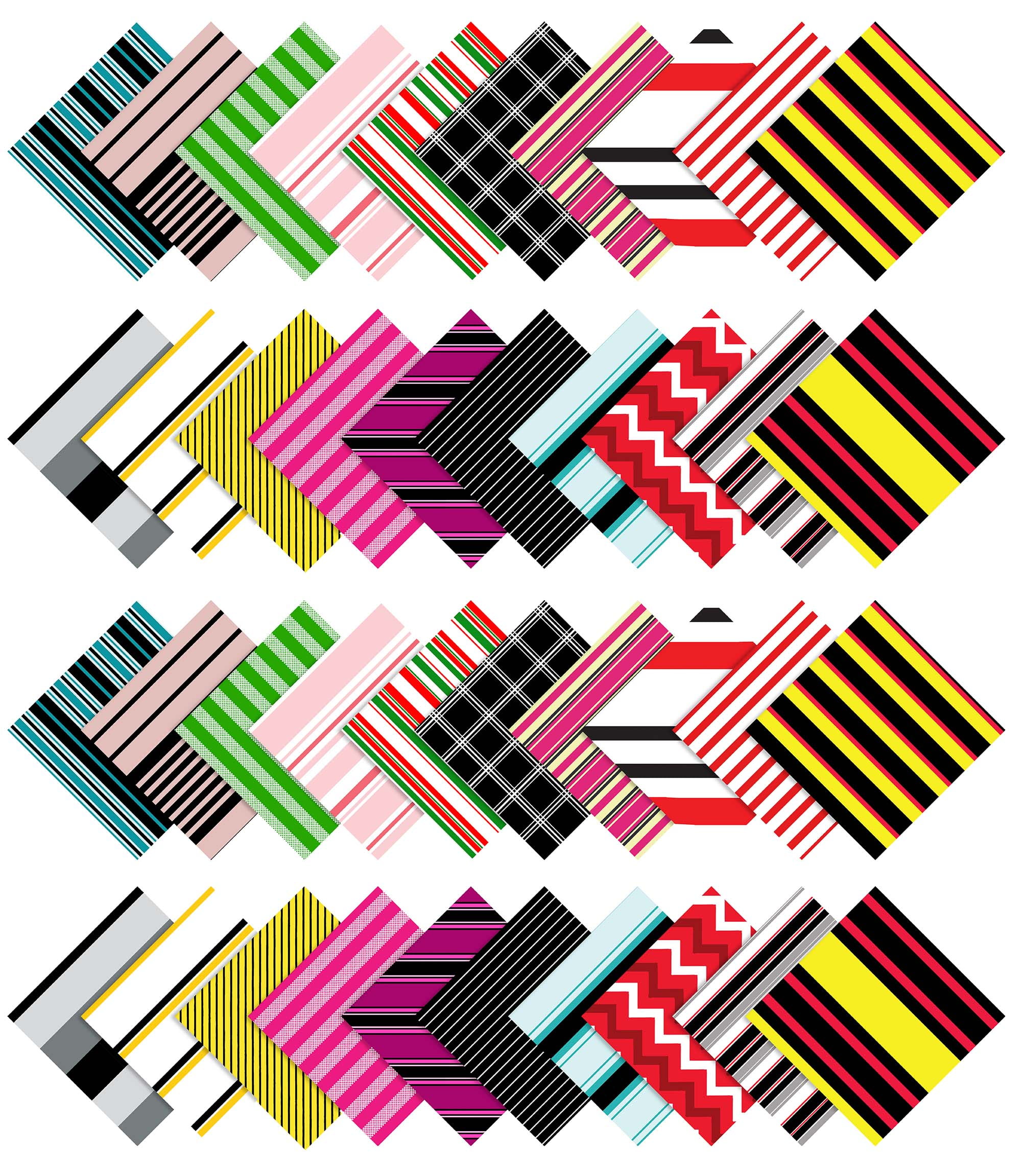 Soimoi Precut 10-inch Stripes Prints Cotton Fabric Bundle Quilting Squares Charm Pack DIY Patchwork Sewing Craft- Multicolor