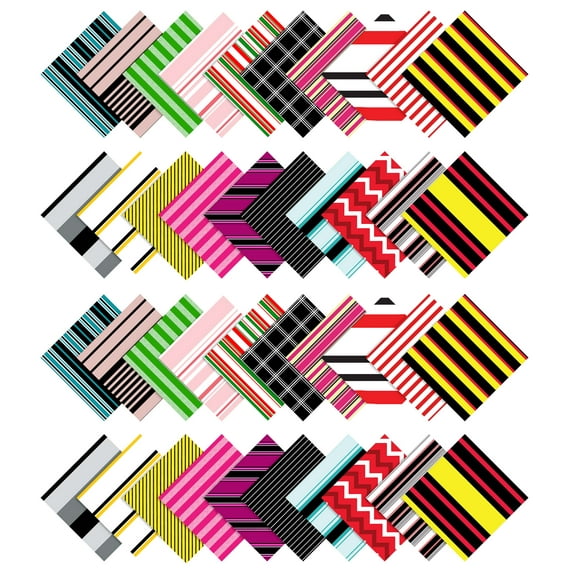 Soimoi Stripes Print Precut 5-inch Cotton Fabric Quilting Squares Charm Pack DIY Patchwork Sewing Craft MN-White