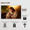thumbnail image 2 of Jesus Canvas Print Wounded Lamb Soothed Christian Inspirational Wall Art Embrace of Divine Love Religious Framed Painting for Home Living Room Bedroom Decoration 16x12in, 2 of 6