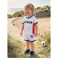 thumbnail image 5 of BemeyourBBs Toddler Baby Boy Game Day Football Outfit Infant Baby Boys Summer Clothes 6 12 18 24 Months 2 3 4 Years Short Sleeve Soccer Letters Print T Shirt Tops with Shorts 2Pcs Set, 5 of 9