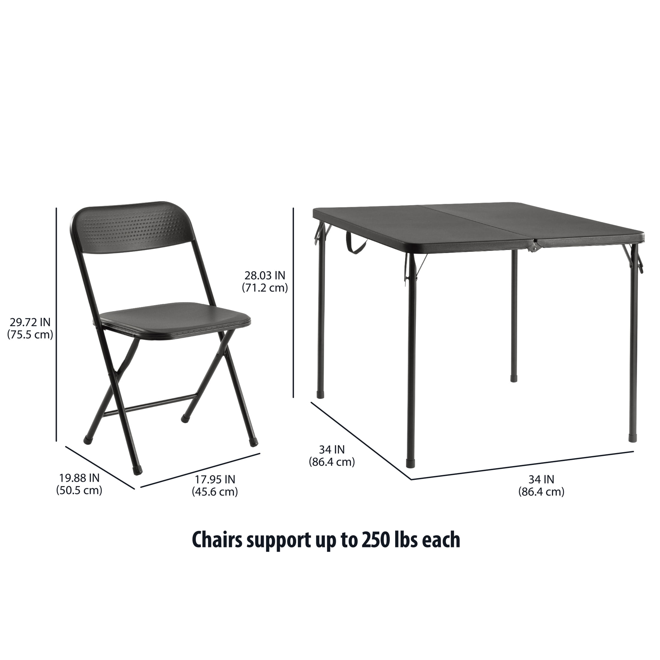 Mainstays 5 Piece Resin Card Folding Table and Four Folding Chairs Set Black Walmart