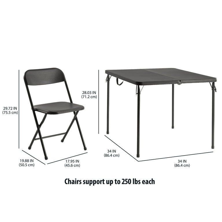Mainstays 5 Piece Resin Card Folding Table and Four Folding Chairs Set Black Walmart