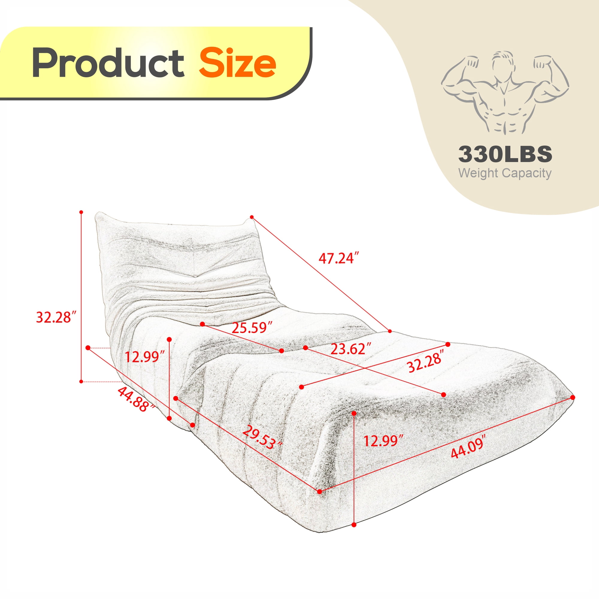 Evita High Density Memory Foam Lounge Chair for Living Room Bedroom Office (White-Single Chair with Ottoman)