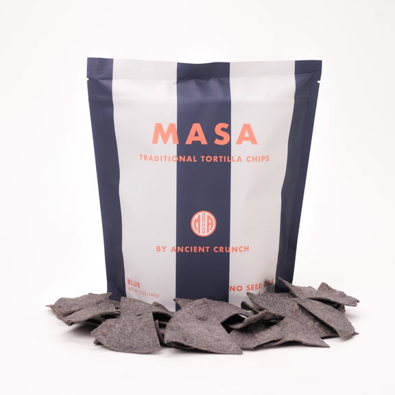 Ancient Crunch Masa Blue Chips Tortilla Gluten Free Seed Oil-Free Crunchy Corn Chips 6-Pack 5 Oz