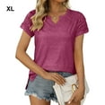 thumbnail image 2 of Minnieouse Verano plisado manga corta Color sólido empalme cuello en V camiseta Casual básico Tops camisas femeninas camisetas diarias para Prendas para la parte del cuerpo rojo ladrillo SG, 2 of 6