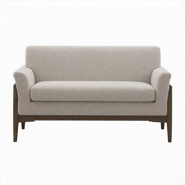 Flared Arm Loveseat Almond & Walnut Finish Modern Style