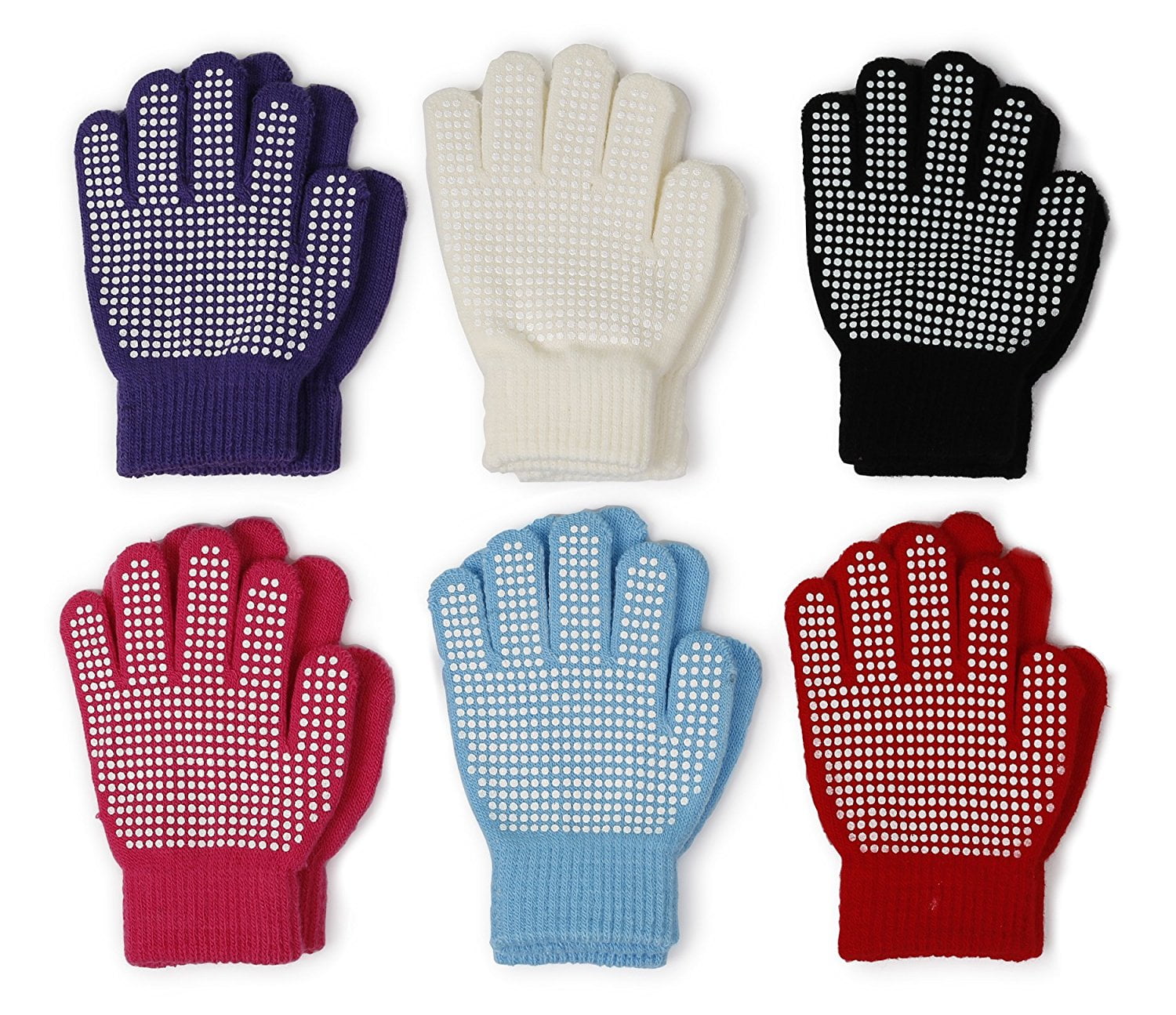 6 Pair Gilbin Magic-Stretch Gripper Glove Kids Size Colorful Set 