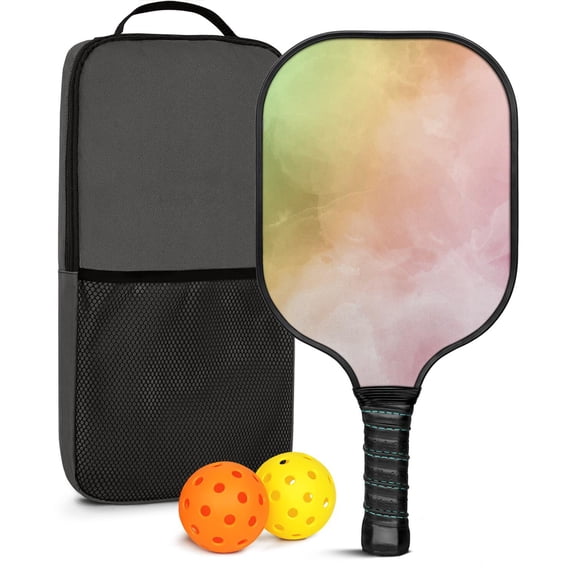 Pickleball Paddles Set Of 1, Fiberglass Surface, Fluid Smoke Aurora Art Style, 1 Paddle, 2 Balls & Bag