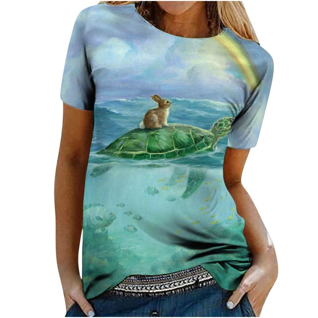Tops de moda para mujer, divertidas camisetas informales holgadas con estampado, blusa, camisa estampada Fridja bn2025