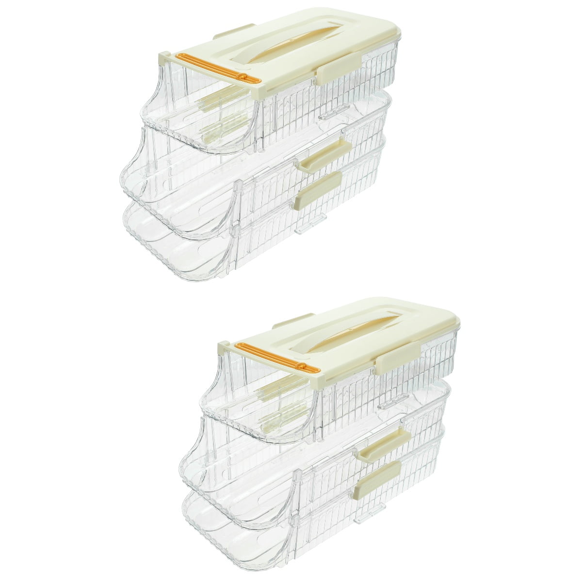 Raindrops 2pcs Egg Holder Automatic Scrolling Egg Box Holder Slide Egg Tray Carrier Refrigerator Egg Holder(3 Layers)