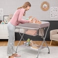 thumbnail image 2 of Infans Baby Changing Table Folding Diaper Changing Station w/ Safety Belt & Wheels Grey, 2 of 6