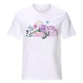 thumbnail image 4 of Fesfesfes Womens Work Shirts Women's Summer Floral Printing Fitting T-shirt Short Sleeved Round Neck Tops Blouse Workout Tops for Women Short Sleeve 10(XL), 4 of 9