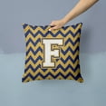 thumbnail image 2 of Letter F Chevron Navy Blue and Gold Fabric Decorative Pillow, 2 of 4