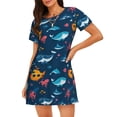 thumbnail image 1 of Disketp Ocean Floor Animals para Camisón Corto de Manga Corta para Mujeres, Camisón Cómodo con Escote Redondo, Bonito y Confortable, 1 of 6