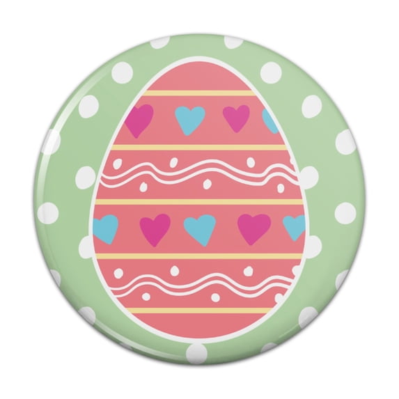 Cute Easter Egg Pink with Hearts Pinback Button Pin