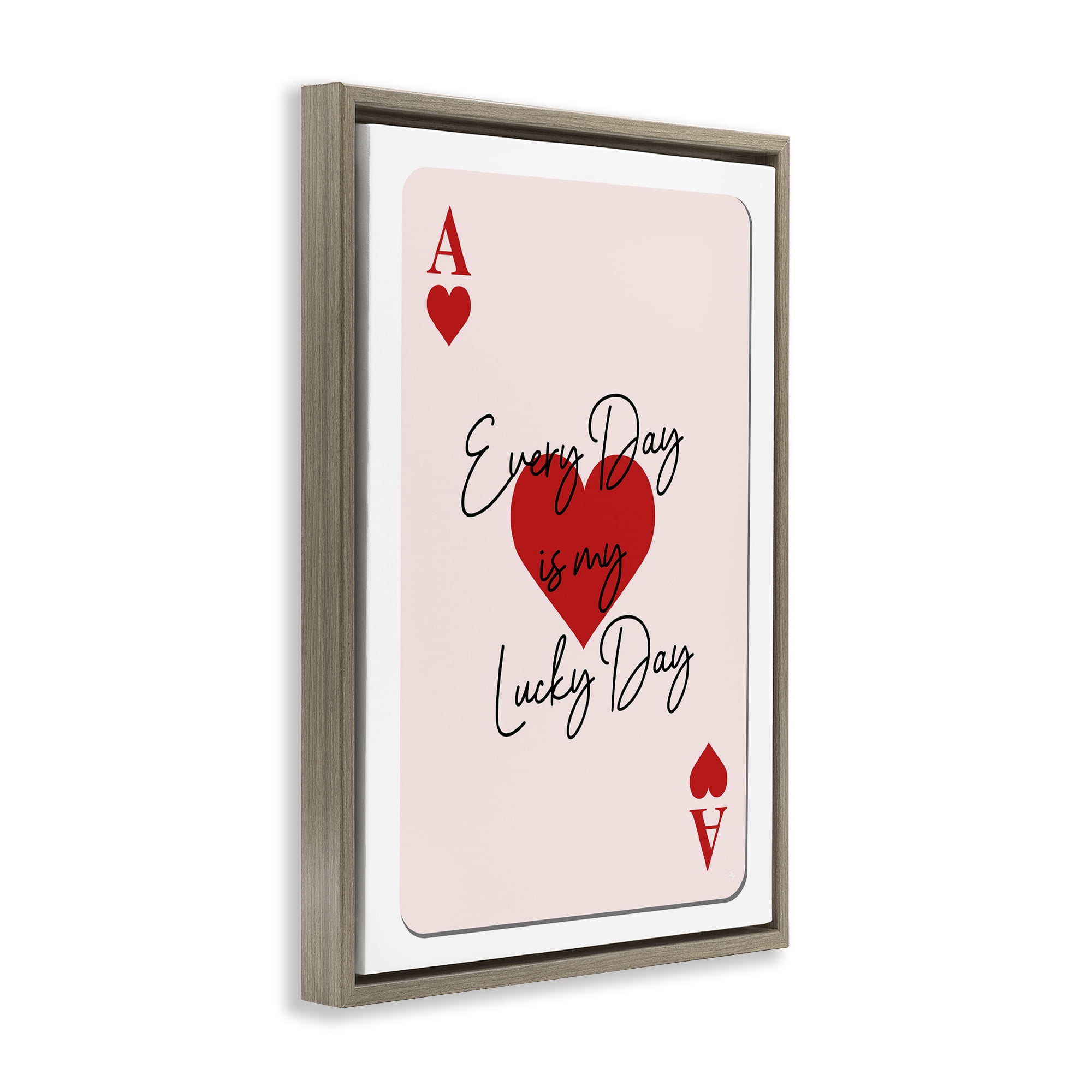 Stupell Industries Lucky Day Card Design Entertainment Painting Brown Floater Framed Canvas Art Print Wall Art, 17 x 25