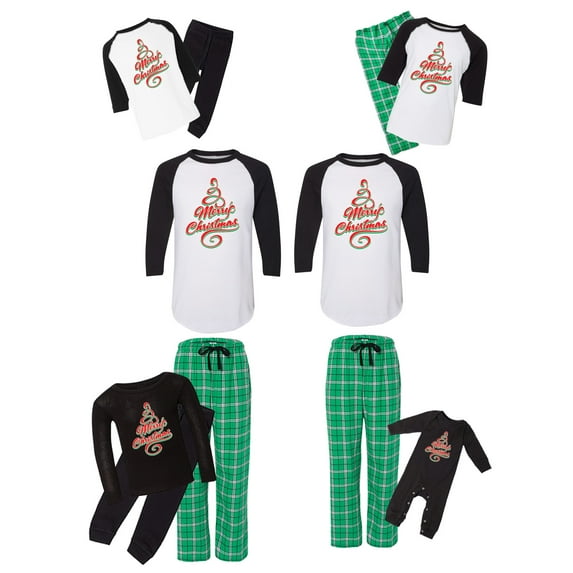 Awkward Styles Matching Christmas Pajamas Set Green Merry Christmas Family Sleepwear