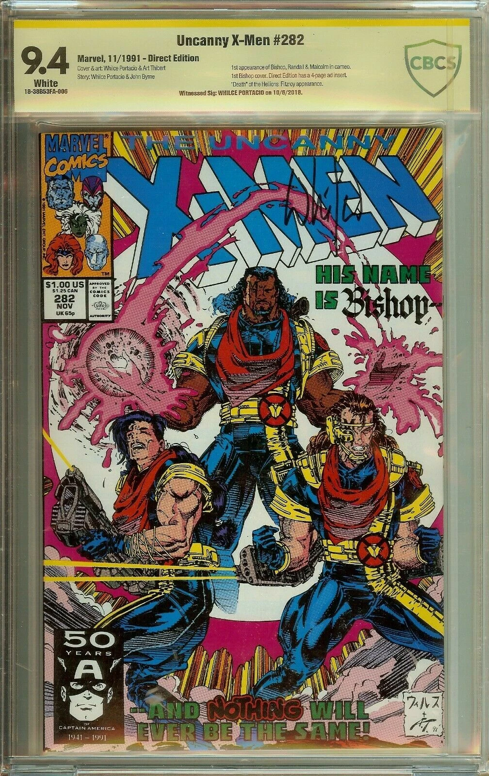Uncanny X-Men #282 1st Bishop Signed Whilce Portacio CBCS 9.4