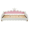 thumbnail image 4 of Harper & Bright Designs Modern Upholstered Princess Daybed with Crown Headboard, Twin to King Size Extending Daybed Sofa Bed, White, 4 of 17