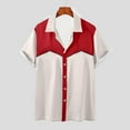thumbnail image 2 of JURANMO Bowling Shirts for Men Summer Button Down Short Sleeve Hawaiian Shirt 2025 Fashion Color Block Holiday Beach Shirts Prime Sales Today Beige XL, 2 of 6