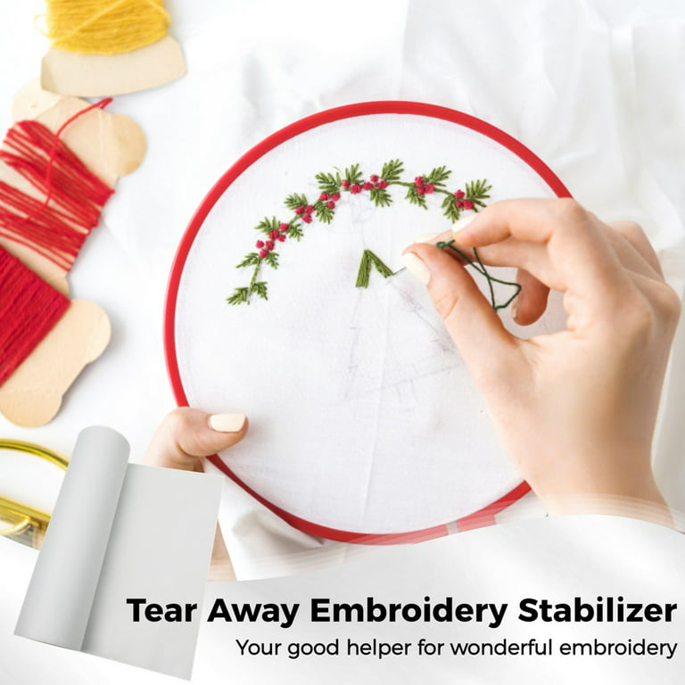 Tear Away Embroidery Stabilizer, 12 Inch X 25 Yards 1.8 Ounce Medium Weight  Embroidery Backing For Machine Embroidery Hand Sewing Support