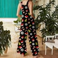 thumbnail image 4 of Womens Jumpsuits Christmas Print Button Front Straps Wide Leg Women's Rompers,Black,S, 4 of 6