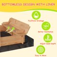 thumbnail image 4 of Wooden Sandbox with Lid＆Cover, Outdoor Sand Box with 2 Bench Seats, Bottom Liner, Adjustable Height & Rotatable Canopy for Ages 3-8, Spacious Kids Sand Pit for Beach, Patio, Backyard(47x47in), 4 of 9