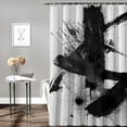 thumbnail image 2 of JEUXUS Bathroom Shower Curtain, Black Ink Paint Stroke Pattern Landscape Abstract Shapes Illustrations Modern Art Minimal Relax, Multiple Sizes White, 2 of 6