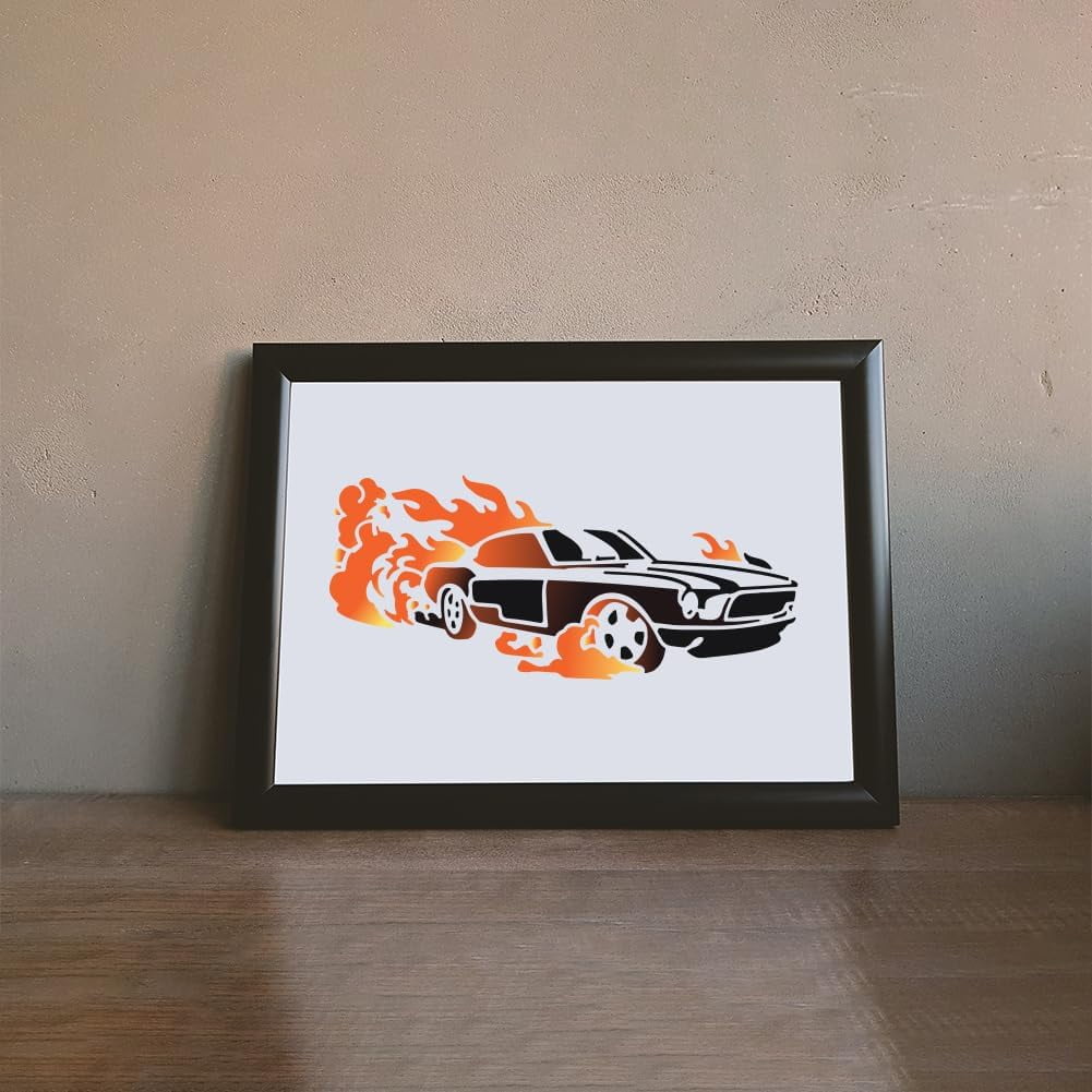 Flames Fire Car Stencils 11.8×11.8inch Motorcycles Car Fire