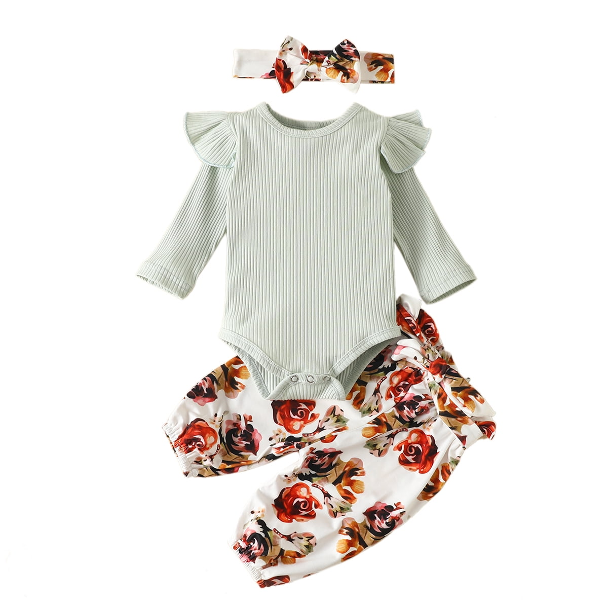 Bow Headband Pants Carolilly 3 Piece Set Baby Girl Baby Girl Jumpsuit Leopard Print Hoodie Long Sleeve T-Shirt White